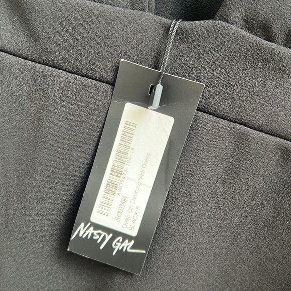 NWT Nasty Gal ‘Deep On Dancing’ Black Midi Dress - Picture 6 of 6